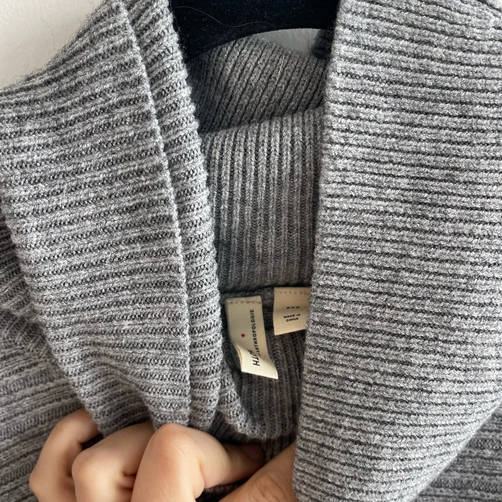Anthropologie Gray Turtleneck Ribbed Sweater
